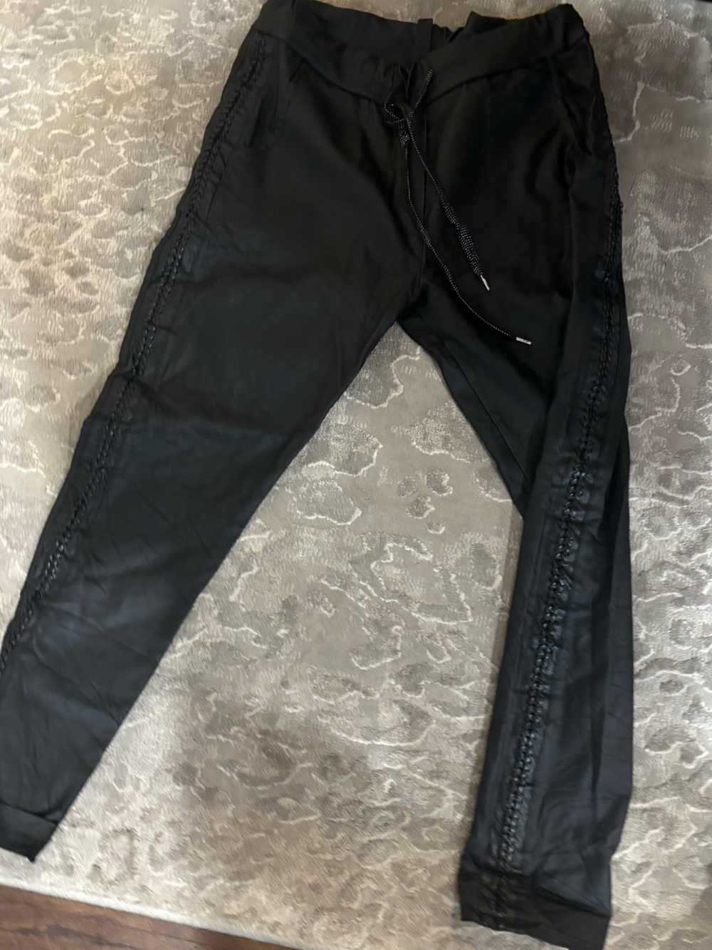 Slim Black Women's Track Joggers with Side Trim - Picture 2 of 9